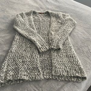 Belldini open front long cardigan , white with black and silver.